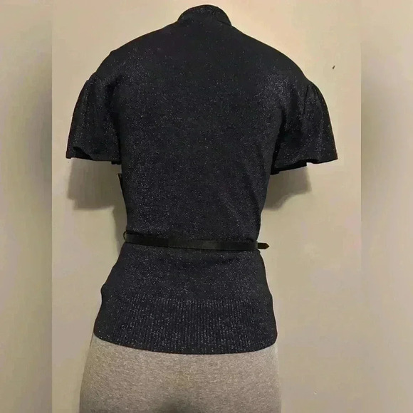 Bling, Worthington sz S navy sparkling sweater, rhinestone belt - Picture 4 of 9